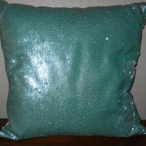 Aqua Teal Green Sequin Pillow - Ocean   16" x 16" square